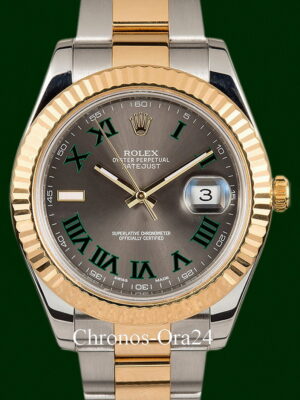 Datejust II 116333 Slate Roman Dial 41mm Gold Steel B&P