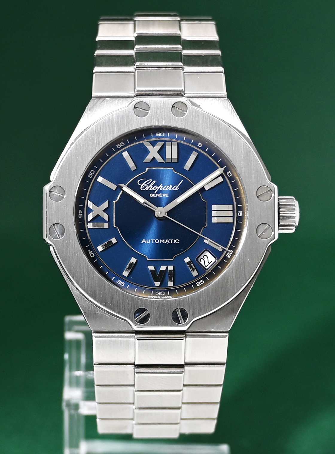 Moritz 8300 Automatic Date 37mm Step Blue Roman Dial Full